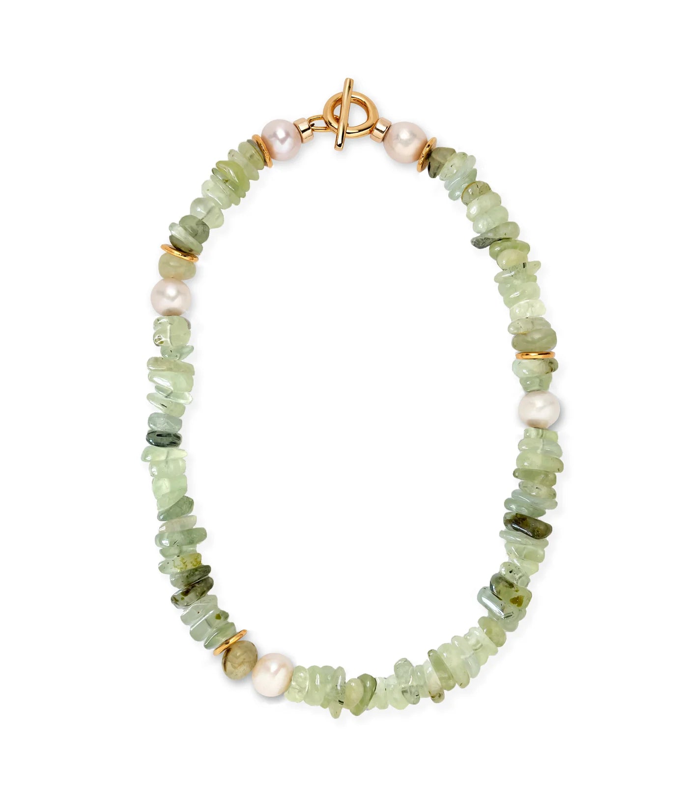 Prehnite Mood Necklace – Green Gemstone Pendant with Freshwater Pearls | Rachel Blindauer