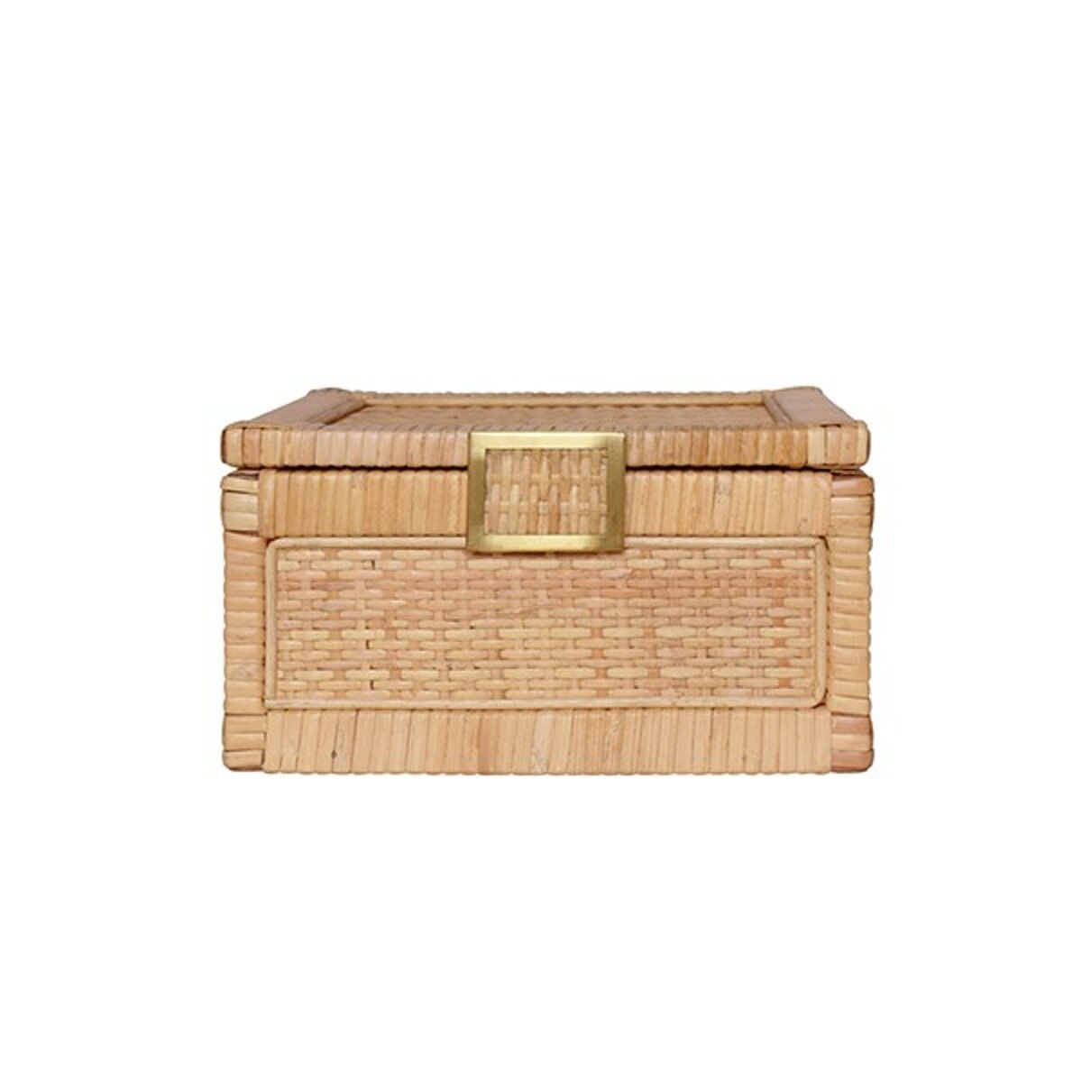 Reed Rattan Box small with brass foot caps