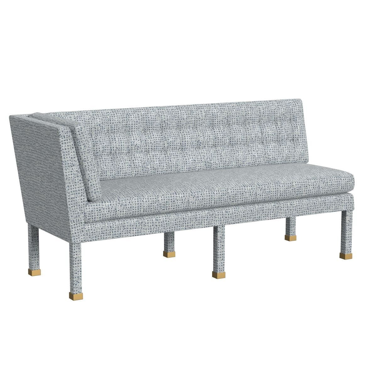 Rosalind Tufted Banquette in Blue Dot, right corner — by Rachel Blindauer