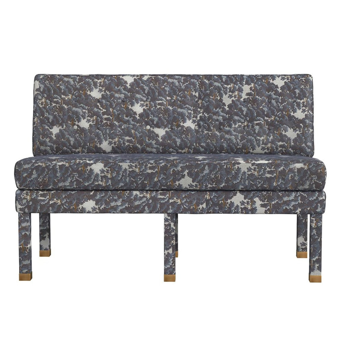 Rosalind Tufted Banquette in Blue Tapestry, 52 inch — by Rachel Blindauer