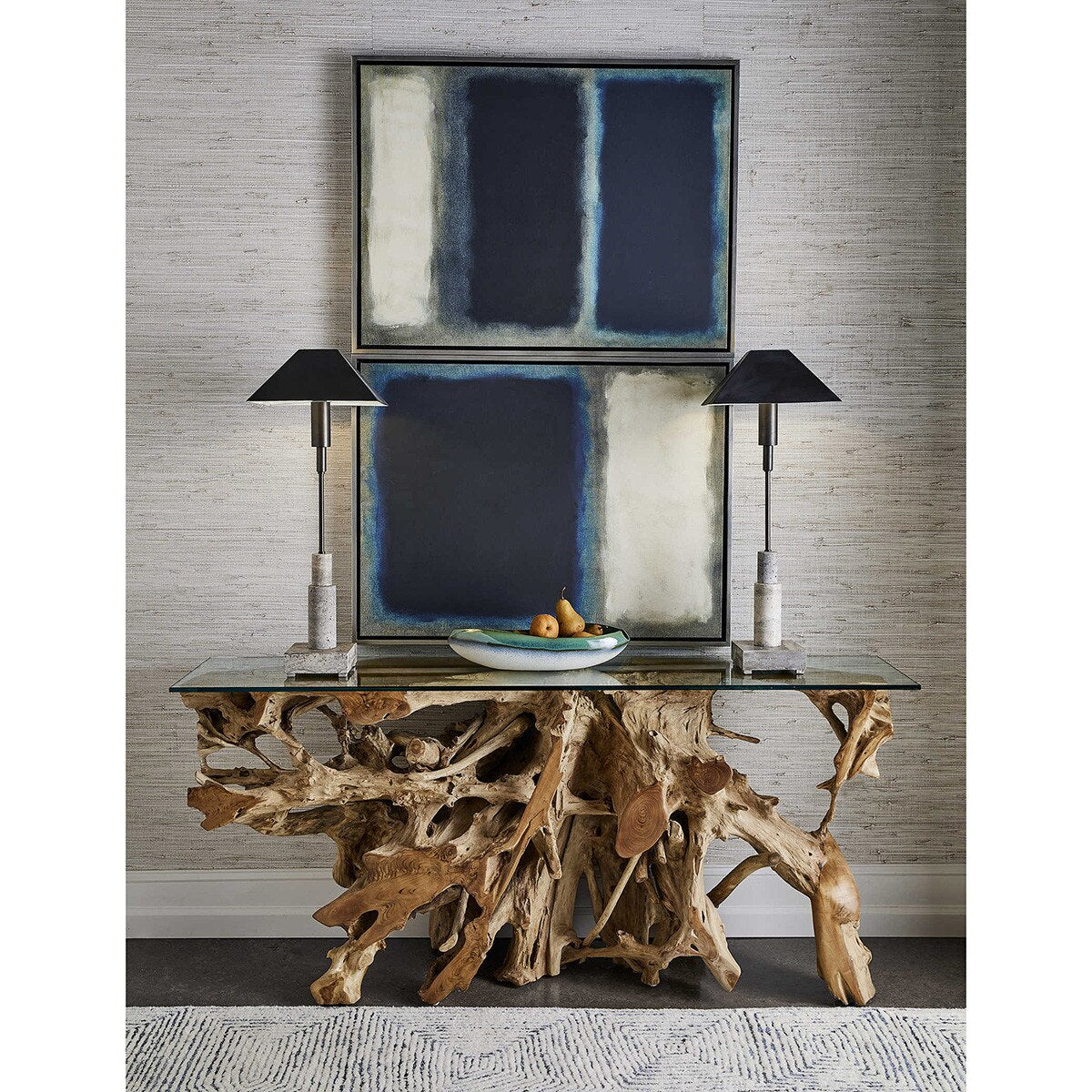 Sable Travertine Buffet Lamp scale view