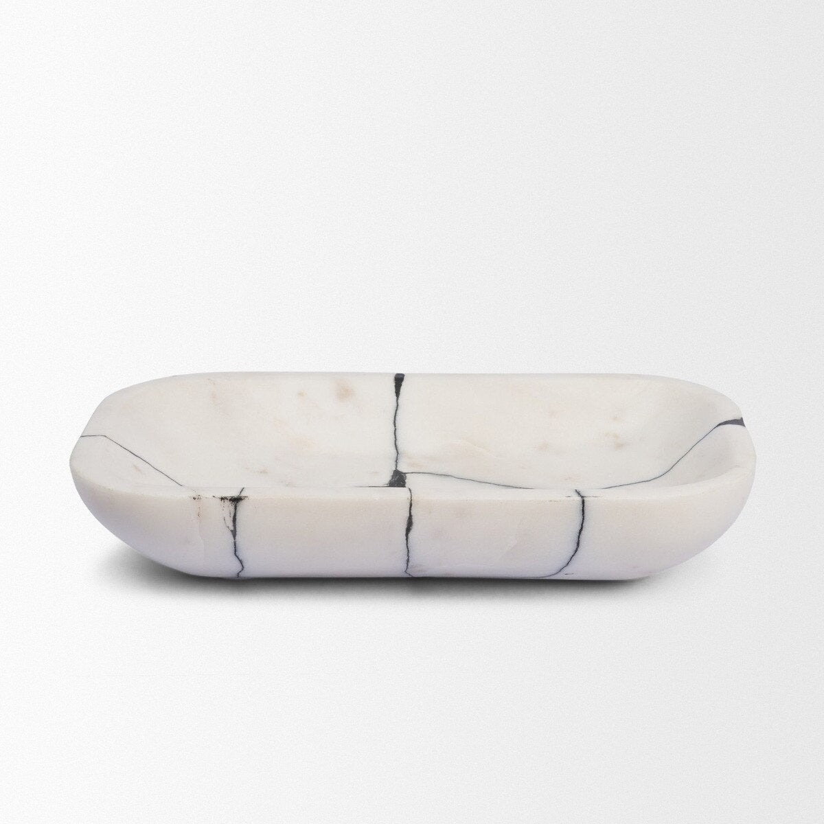 Serene White Marble Bowl rectangular side profile