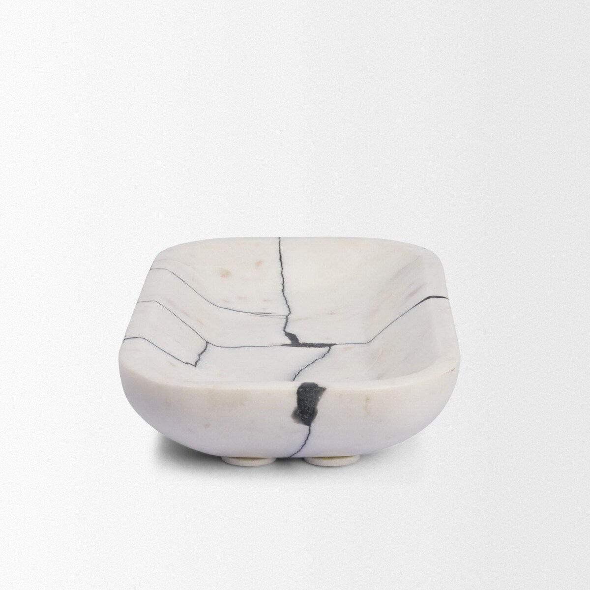 Serene White Marble Bowl rectangular top view