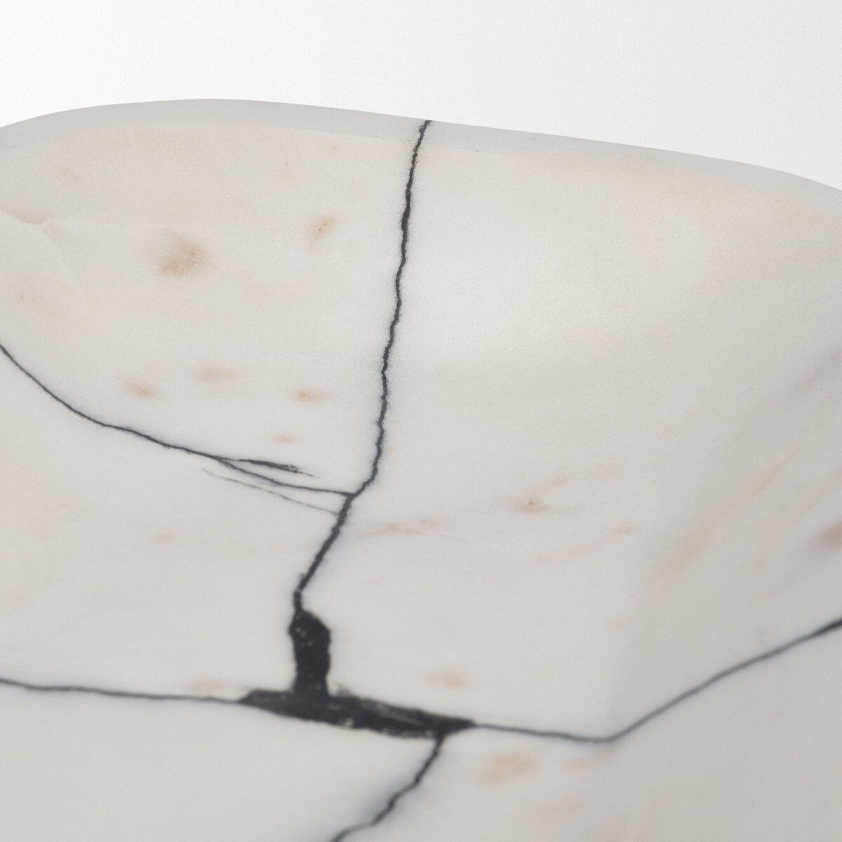 Serene White Marble Bowl rectangular veining detail