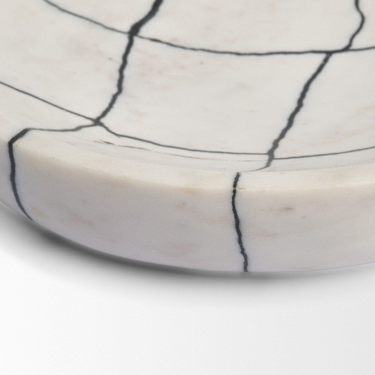 Serene White Marble Bowl round veining detail