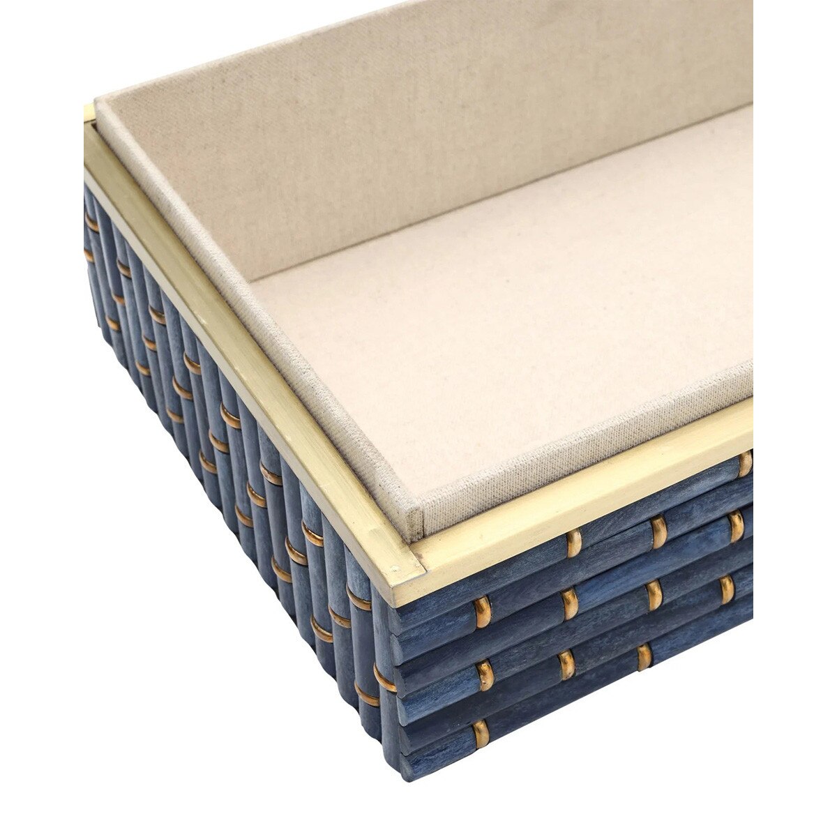 Shibori Nesting Boxes brass trim detail