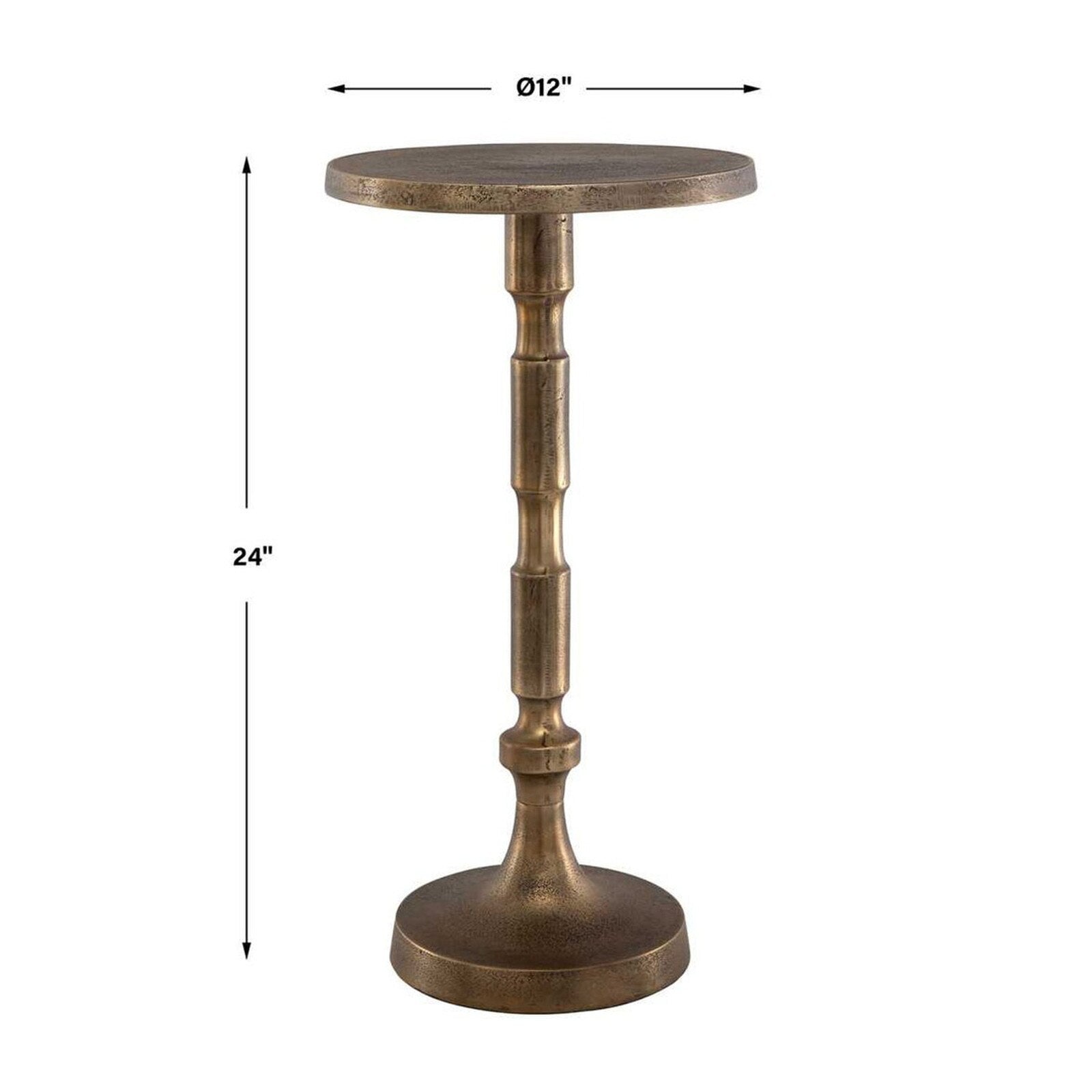 Uttermost 12" Cast Aluminum Drink Side Table - Antique Brass