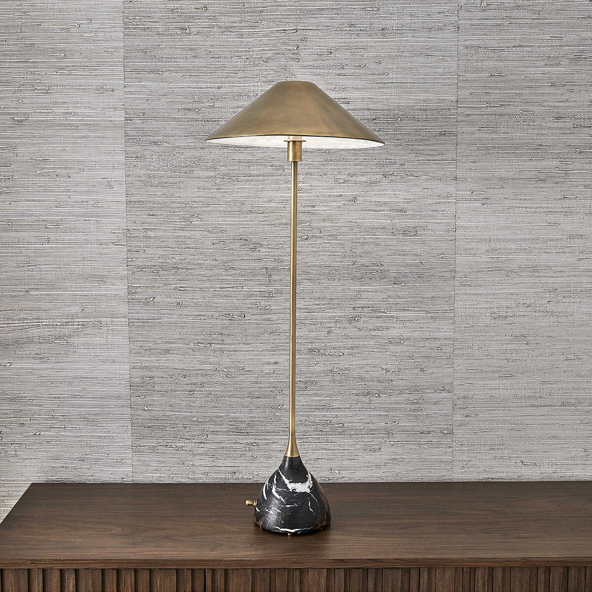 Umber Marble Buffet Lamp dimmer base detail, by Rachel Blindauer