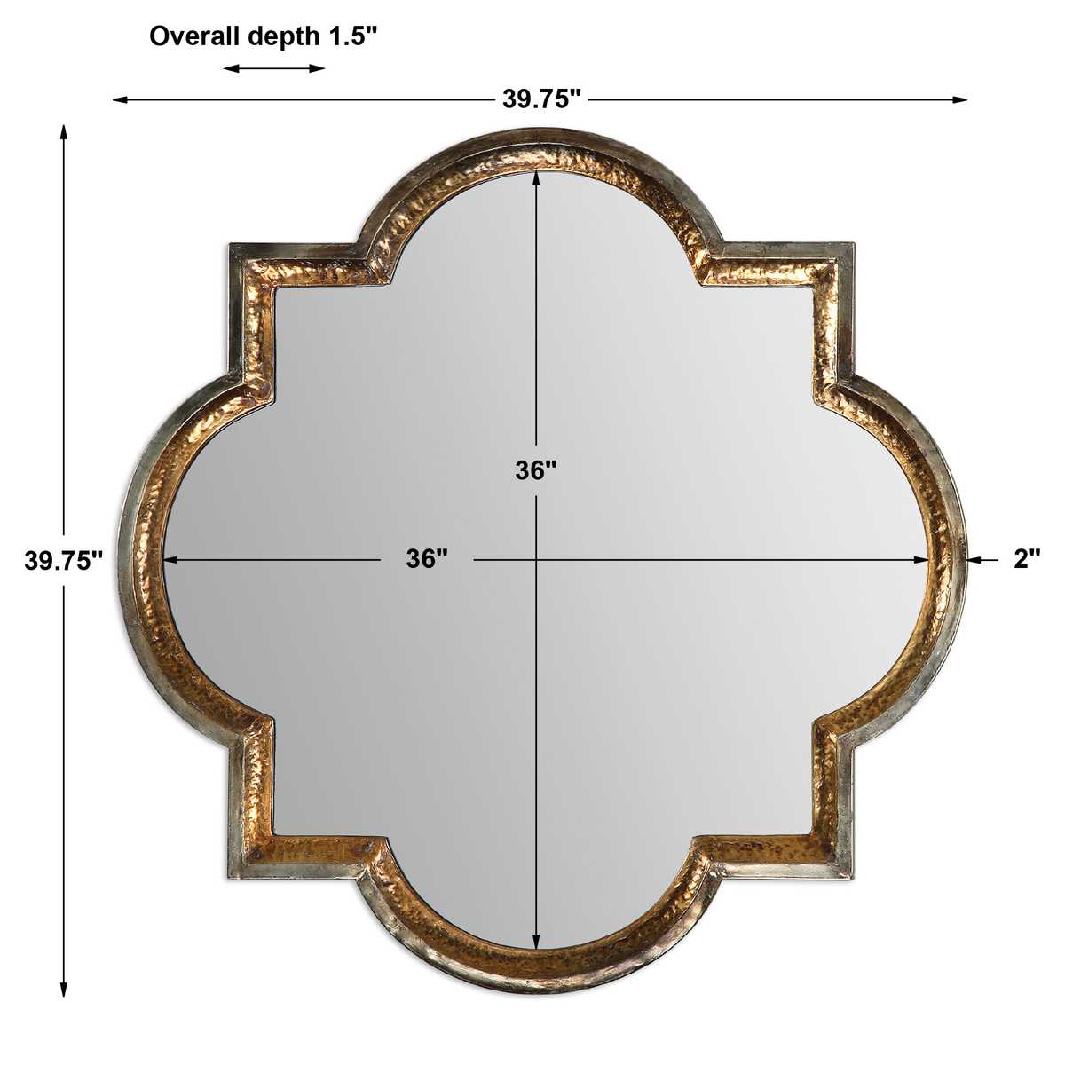Valois Hammered Quatrefoil Mirror dimensions diagram