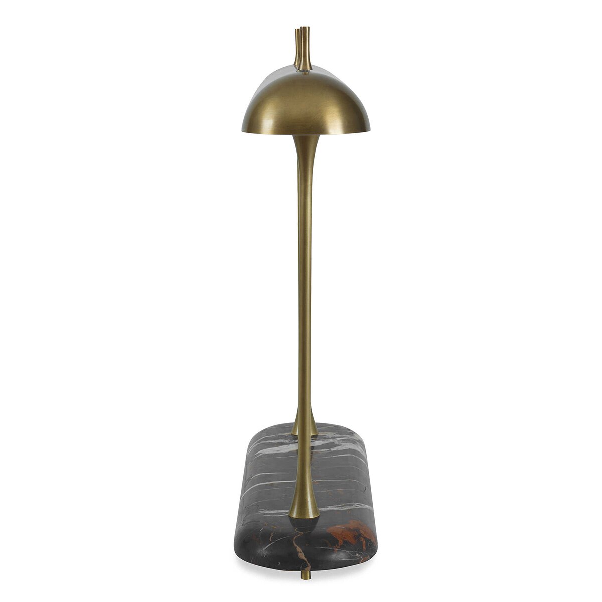 Vesper Marble Desk Lamp illuminated — warm LED glow through acrylic diffuser, by Rachel Blindauer
