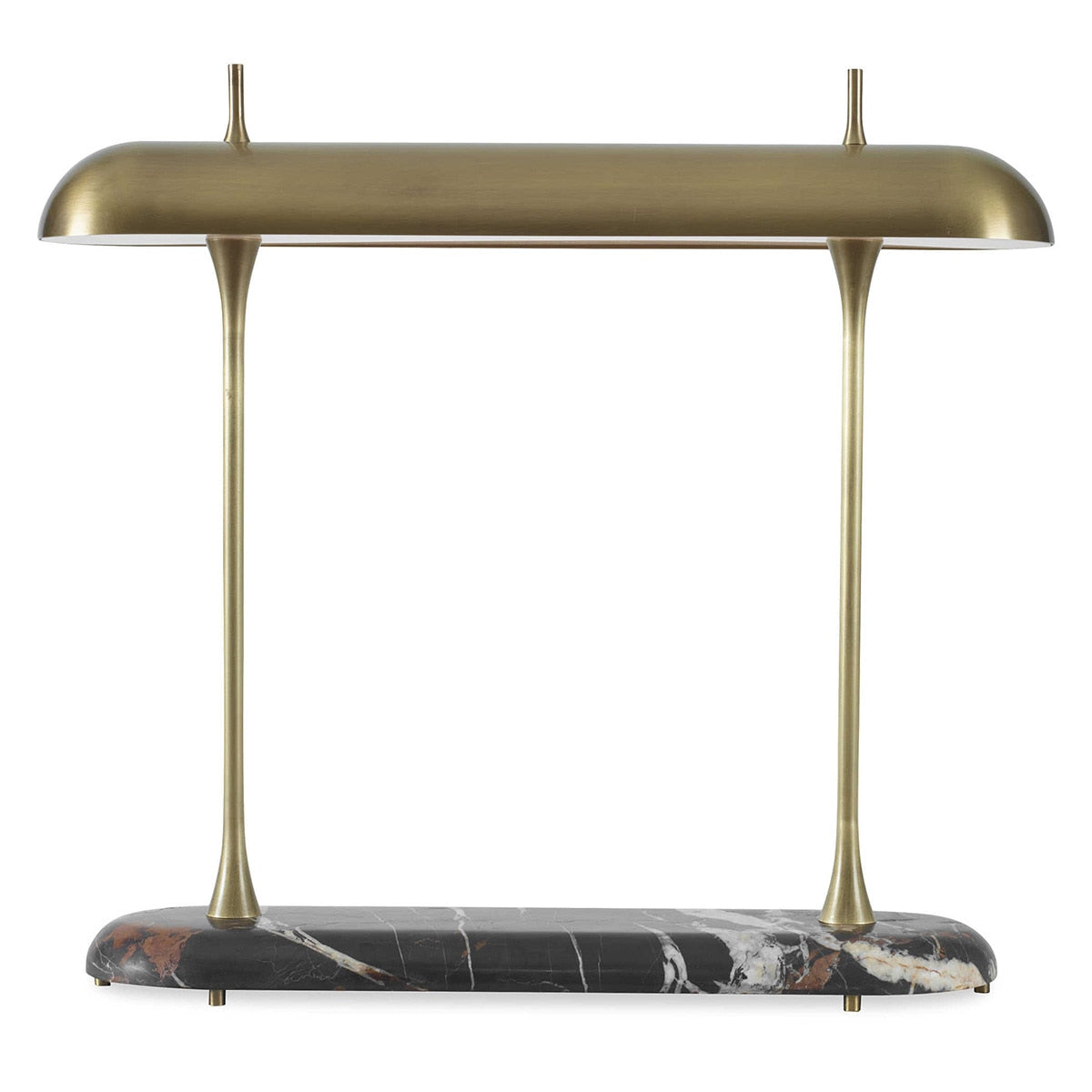 Vesper Marble Desk Lamp — honed marble base with metal oval shade, sculptural LED desk lamp by Rachel Blindauer