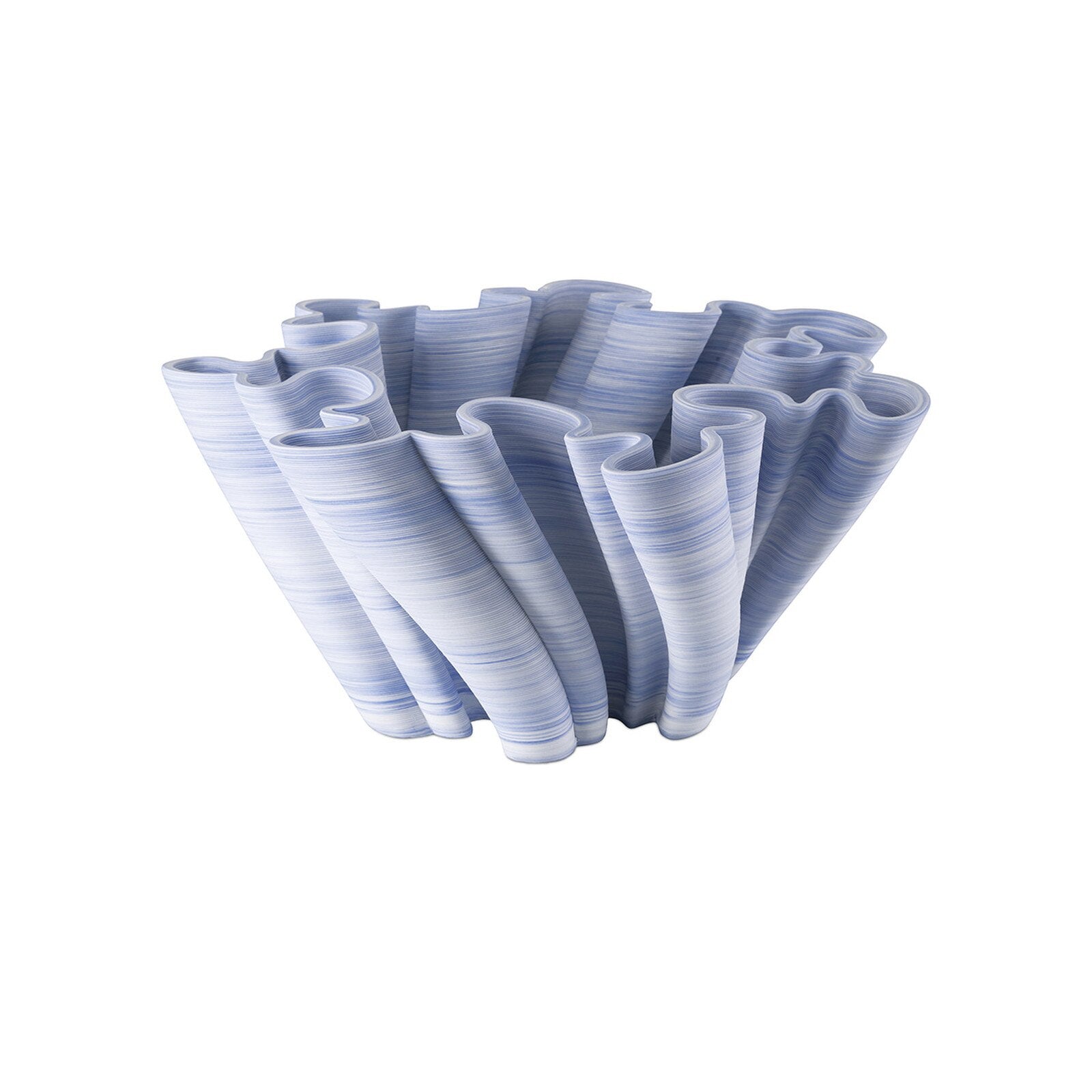Vortex Porcelain Bowl in blue and white striated finish