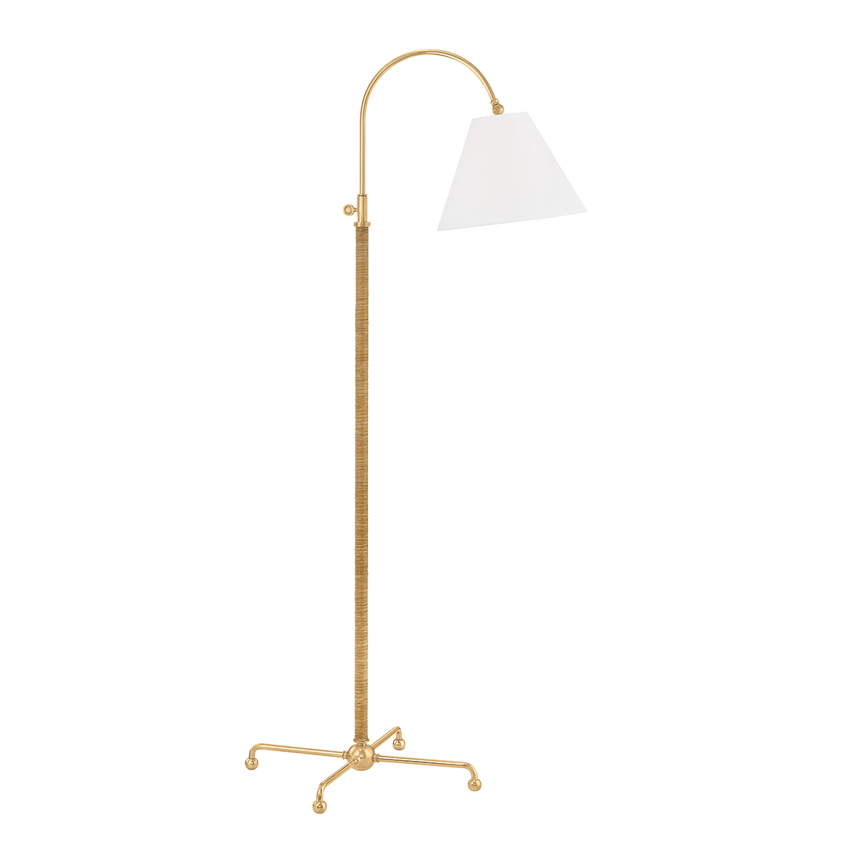 Westcott Arc Floor Lamp in Aged Brass & Linen