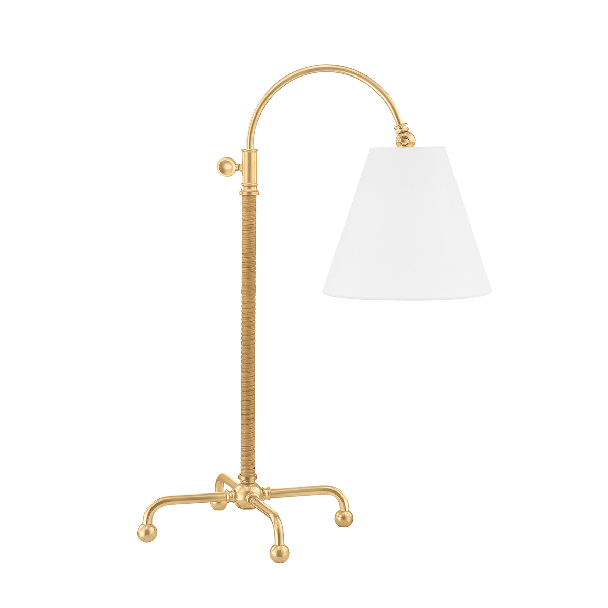 Westcott Arc Table Lamp in Aged Brass & Linen