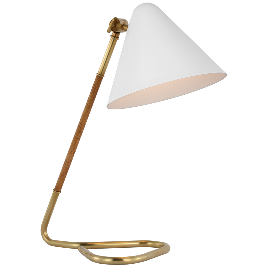 Willow Desk Lamp with triangular base and flared shade, a sculptural accent that brings soft task lighting and architectural clarity