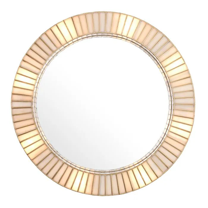 Alassio Illuminated Sunburst Mirror, detail of glass tile frame