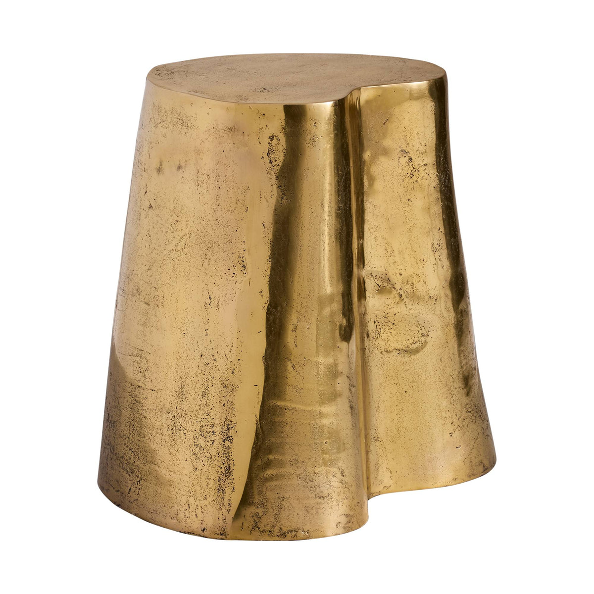 Alder natural brass tree stump accent table