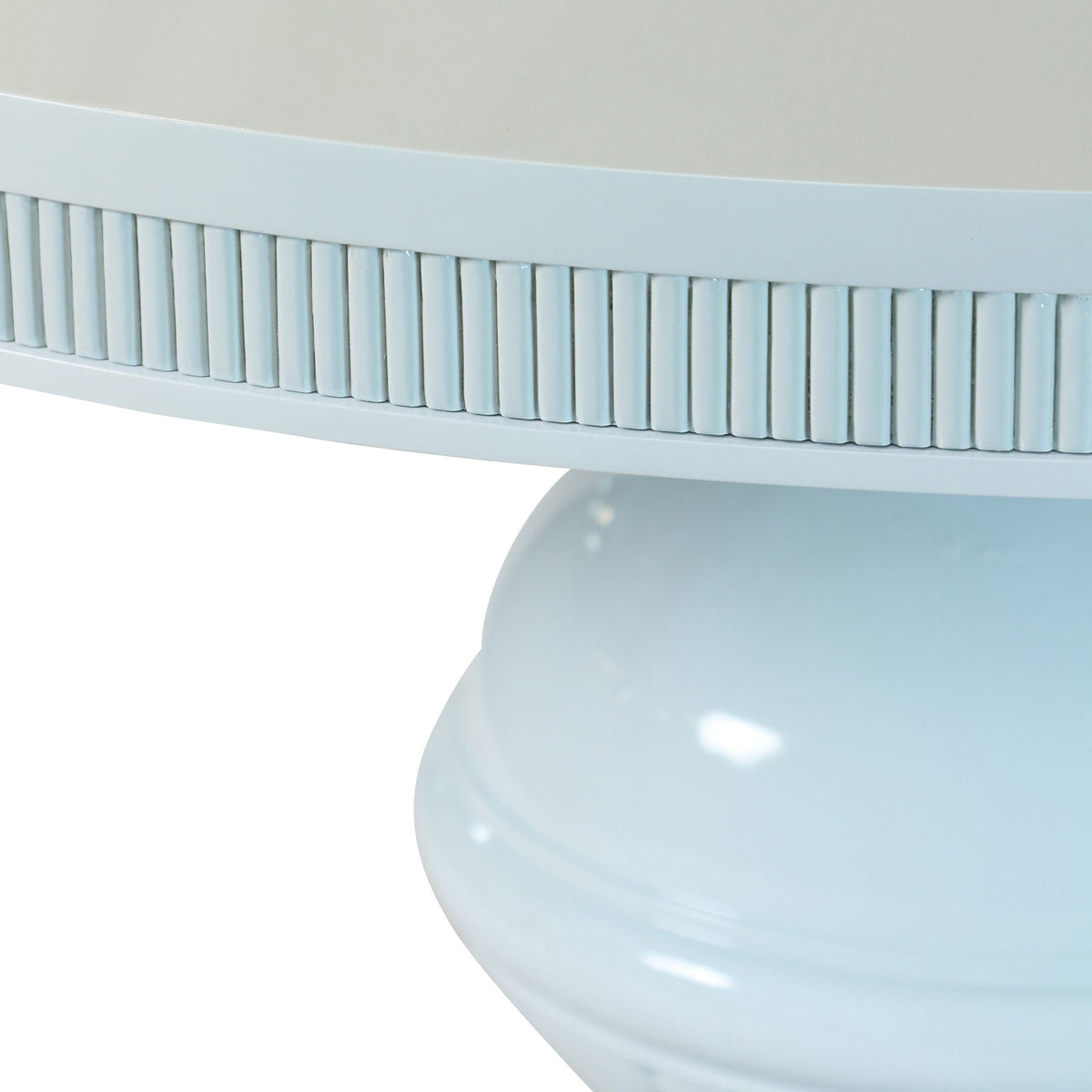 Amalfi Lacquer Pedestal Dining Table — Pale Blue detail