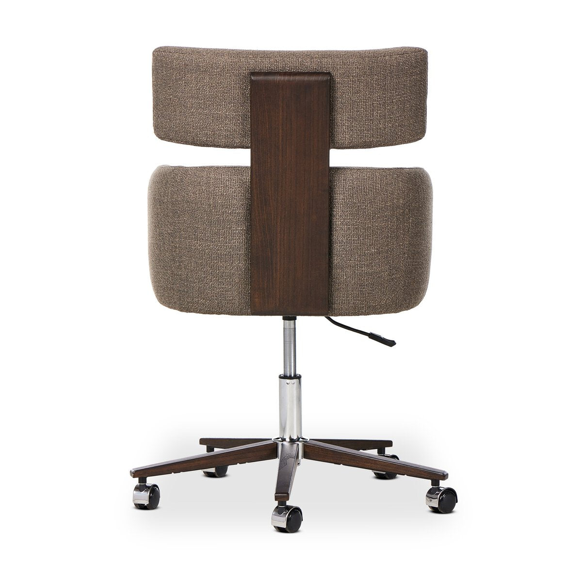 Arden Swivel Desk Chair fabric close-up — mink performance fabric texture and upholstery detail, luxury desk chair by Rachel Blindauer