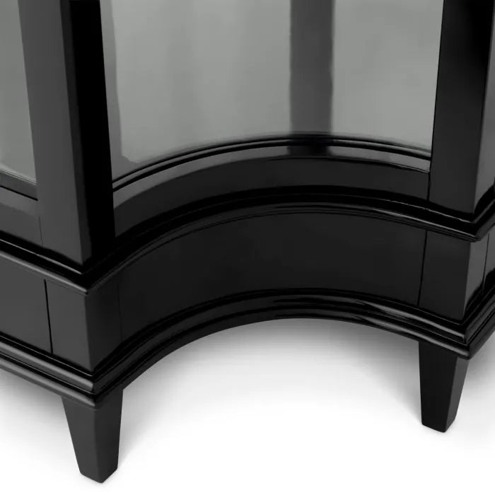 Ardmore Black Lacquer & Glass Display Cabinet - hardware detail