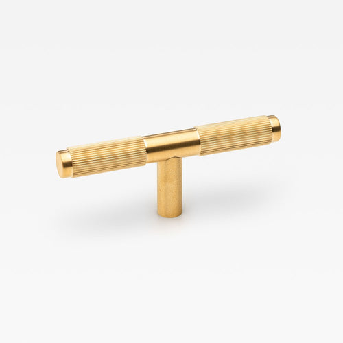 Axis brass cabinet pull in brass – knurled T-bar drawer pull