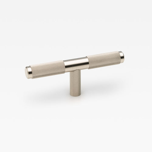 Axis brass cabinet pull in nickel – knurled T-bar drawer pull