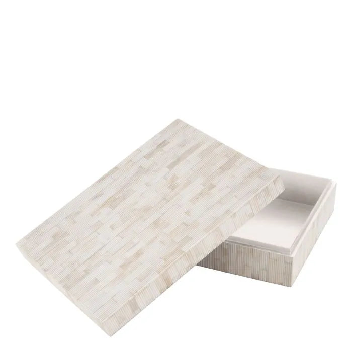 Deauville Bone Mosaic Box, large, angled view