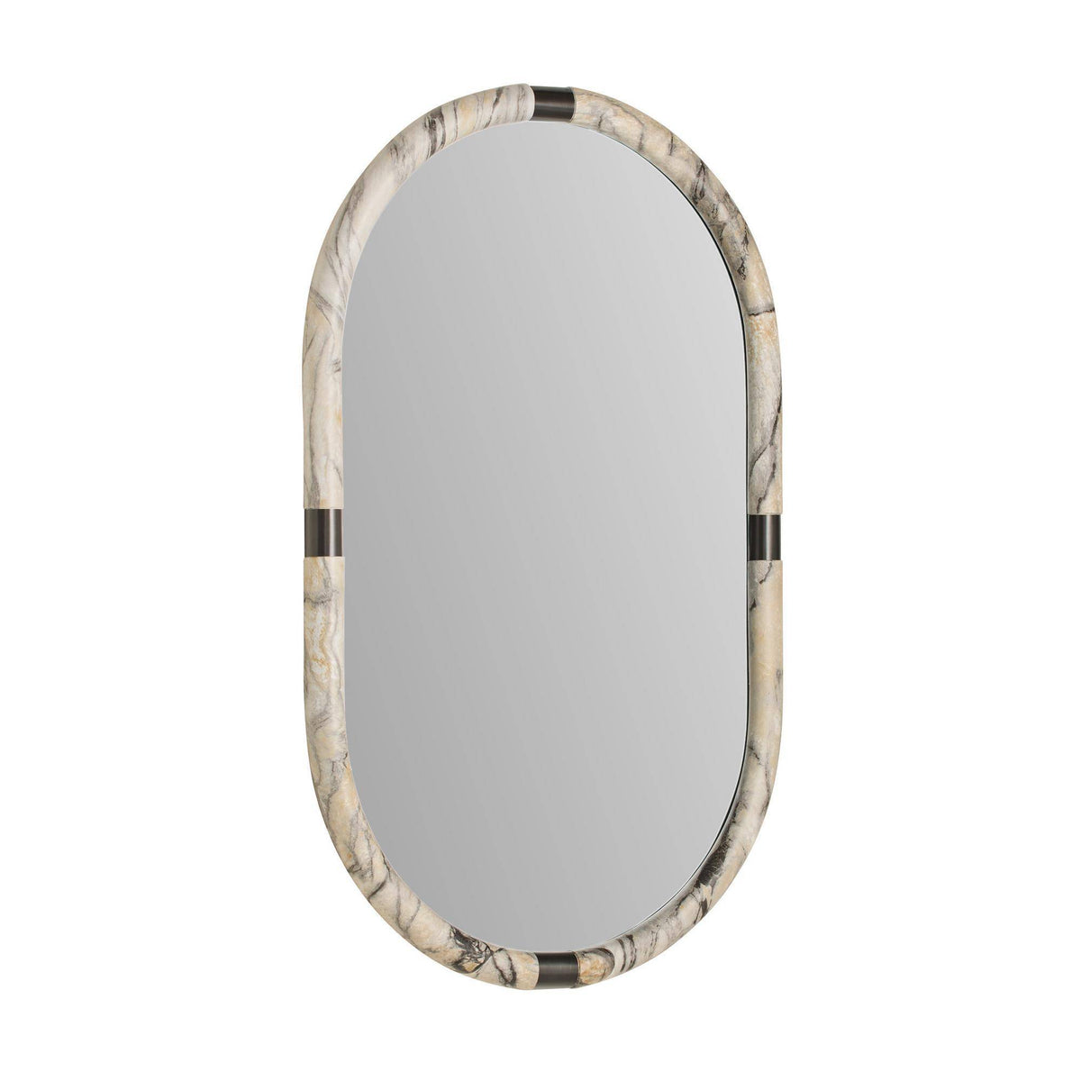 Bijou banded stone-look oval mirror, additional view