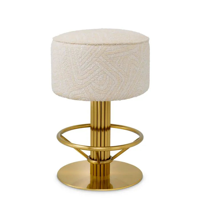 Fenwick Brass Swivel Counter Stool in Ivory Jacquard