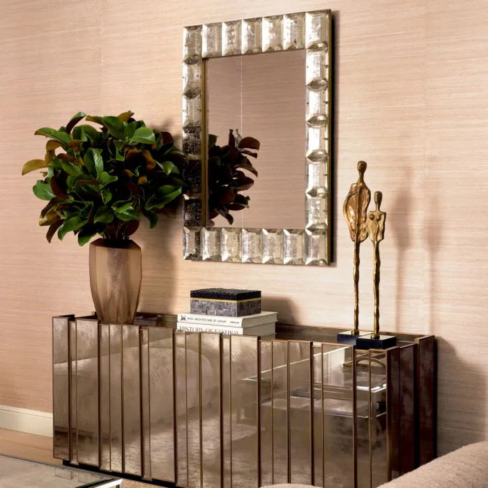 Chamonix Beveled Glass Mirror styled above a console table