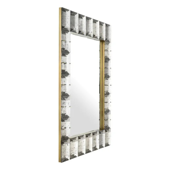 Chamonix Beveled Glass Mirror, detail of beveled glass tile frame