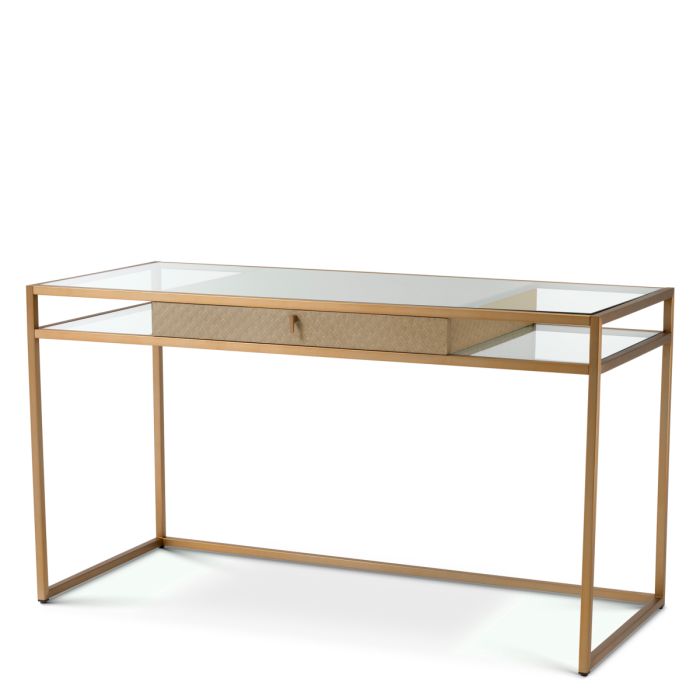 Corsica Brass & Glass Writing Desk