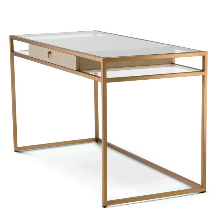 Corsica Brass & Glass Writing Desk detail