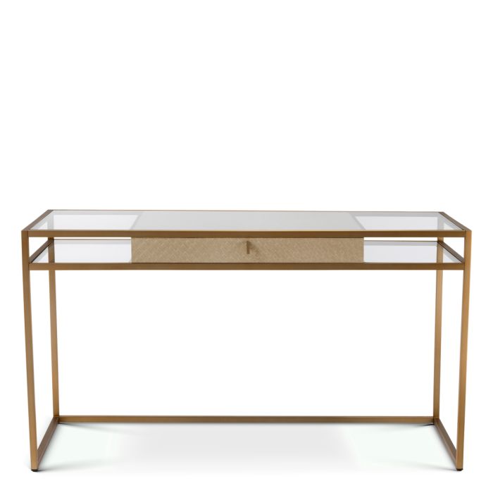 Corsica Brass & Glass Writing Desk detail