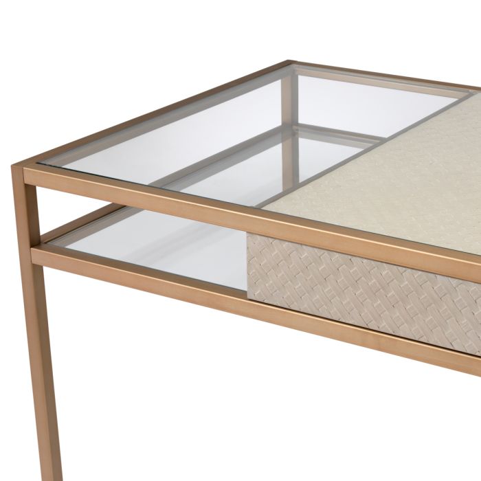 Corsica Brass & Glass Writing Desk detail