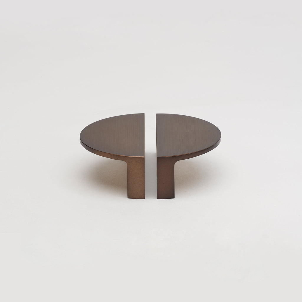 Crescent Brass Cabinet Pull in Oil Rubbed Bronze — half-moon solid brass pull