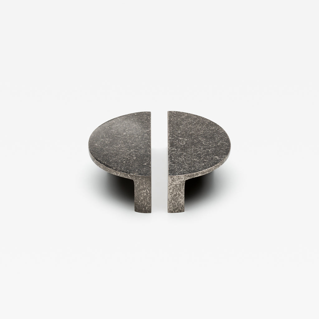 Crescent Brass Cabinet Pull in Pewter — half-moon solid brass pull