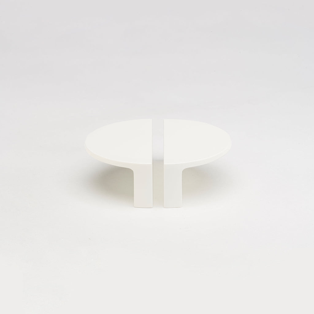 Crescent Brass Cabinet Pull in White