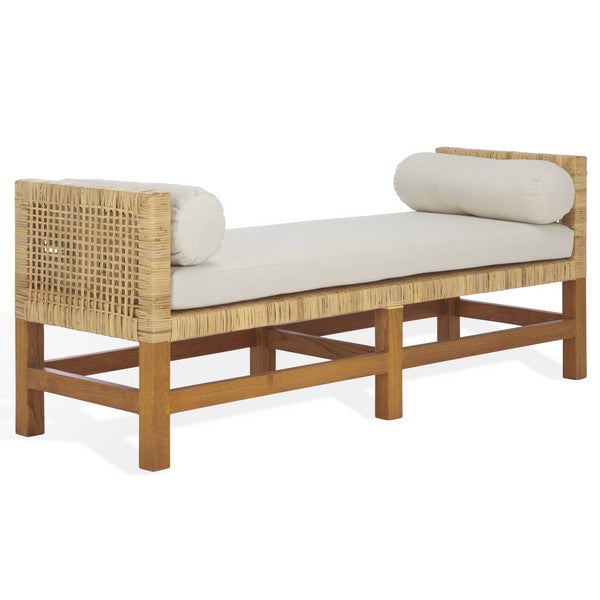 Cryslene Teakwood Bench, Natural/White