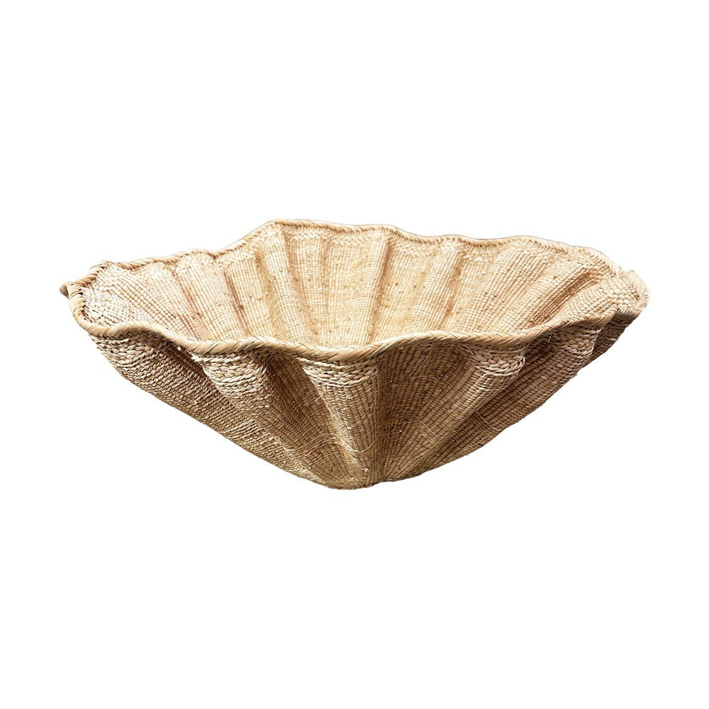 Dancing Basket handwoven wall basket, natural fiber, wavy scalloped rim