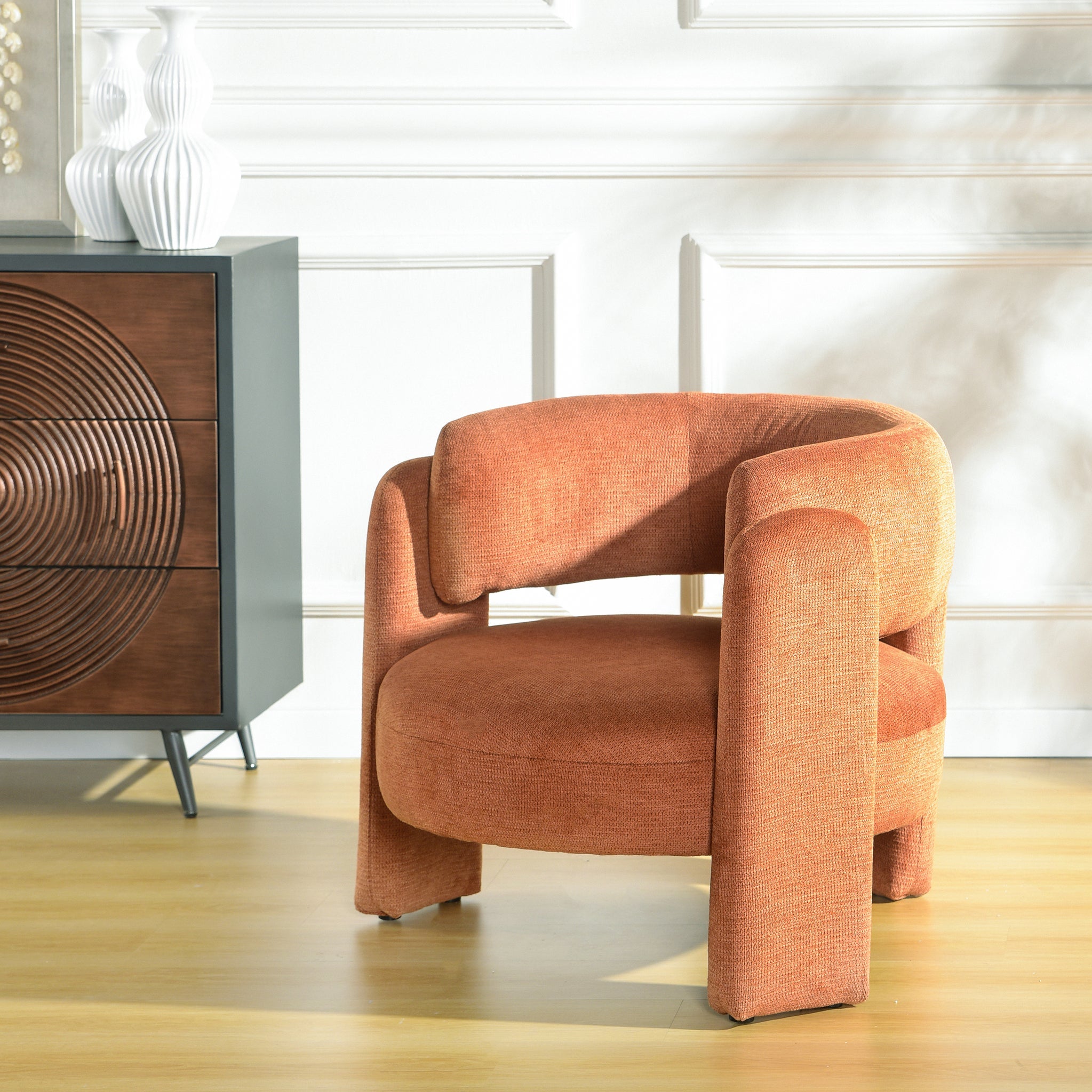 Fabric Barrel Back Lounge Chair detail