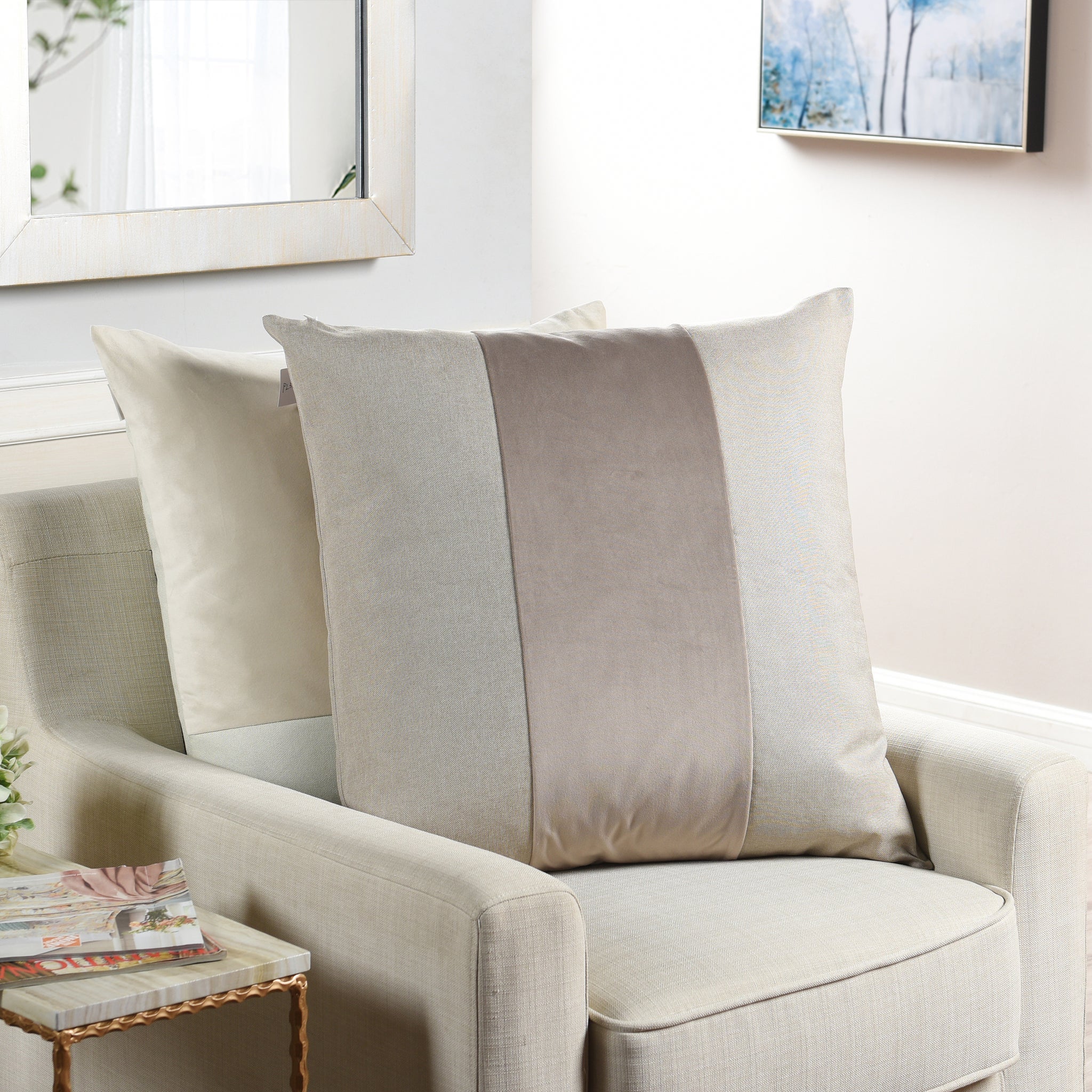 Two-Tone Banded Throw Pillow detail