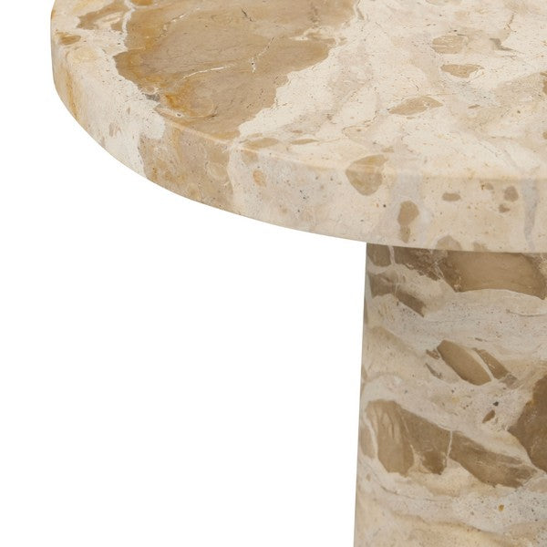 Kensington Marble Short Drink Table, Beige