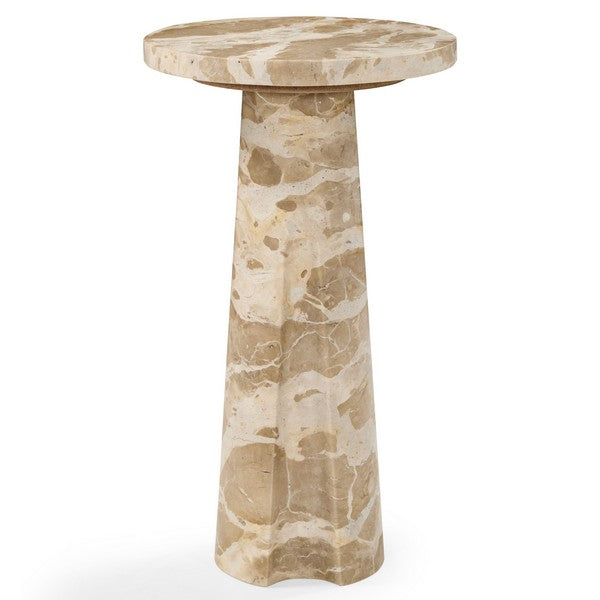 Kensington Marble Short Drink Table, Beige