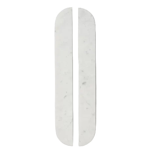 Drum Marble Cabinet Handle in Carrara — overhead view