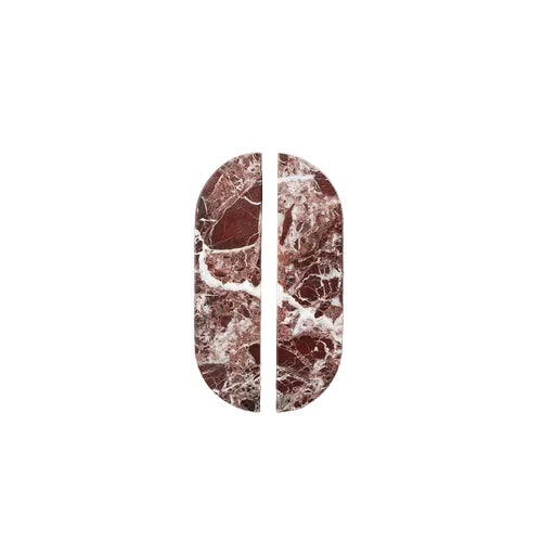 Drum Marble Cabinet Handle in Rosso — overhead view