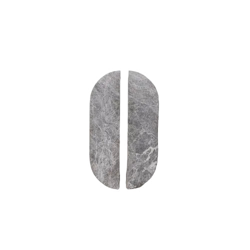 Drum Marble Cabinet Handle in Tundra Grey — overhead view