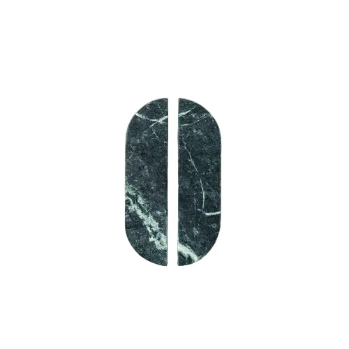 Drum Marble Cabinet Handle in Verde — overhead view