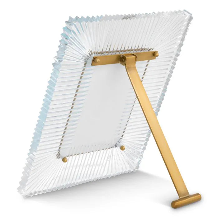 Fontaine Crystal & Brass Picture Frame - back and stand view