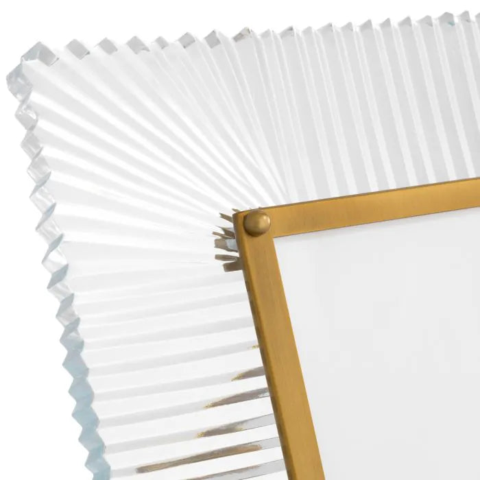 Fontaine Crystal & Brass Picture Frame - fluted glass detail